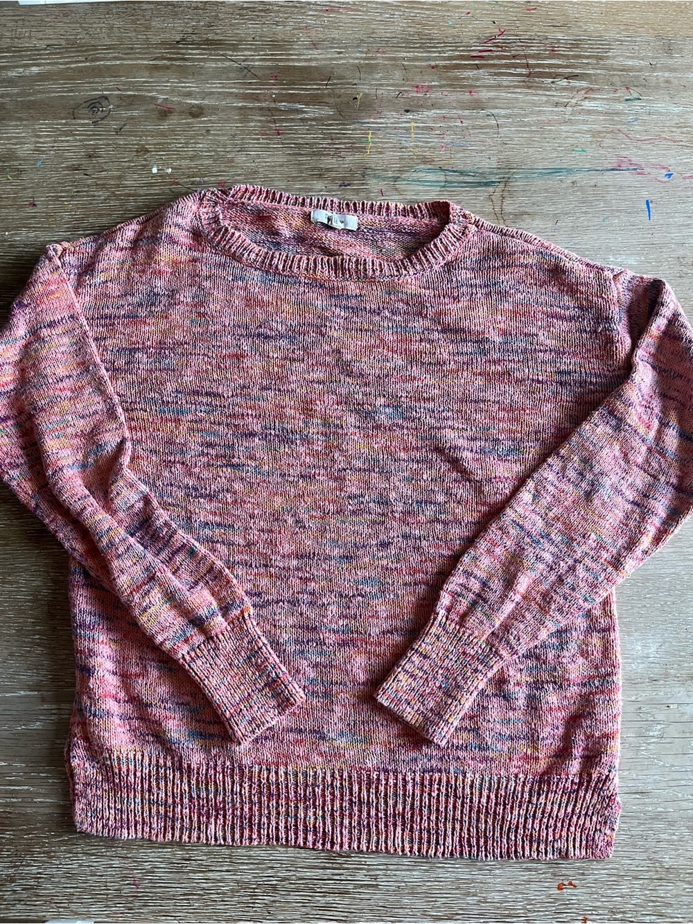 Speckled Pink Crewneck Knit Sweater